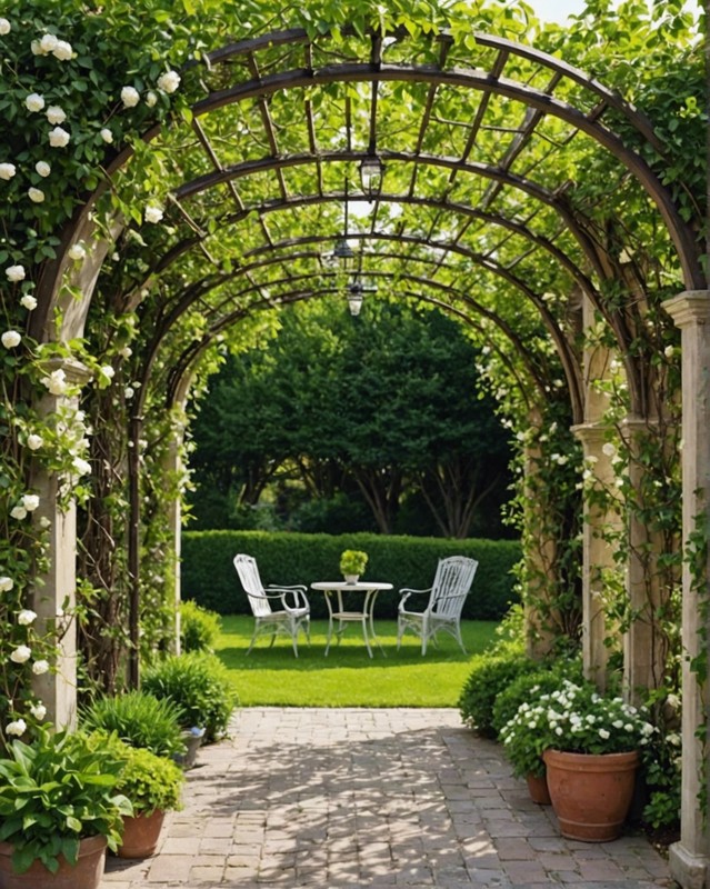 Arched Pergola with Jasmine Vines