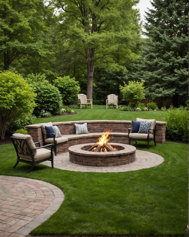 Brick Fire Pit with Split Face Tile Surround