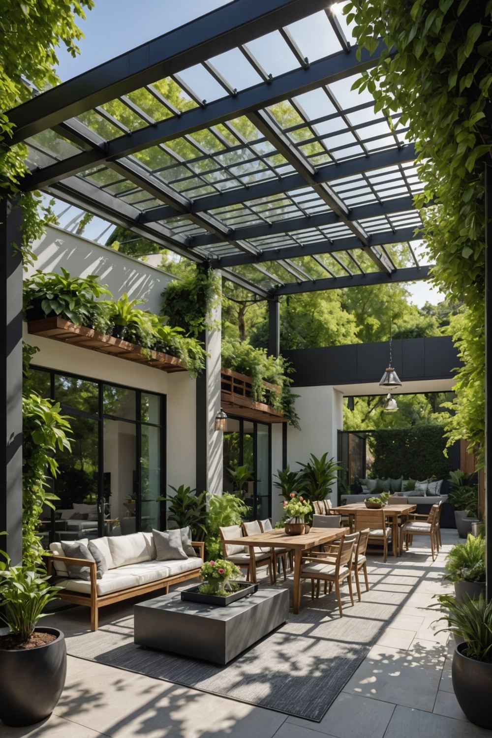 Contemporary Pergola with Polycarbonate Roof