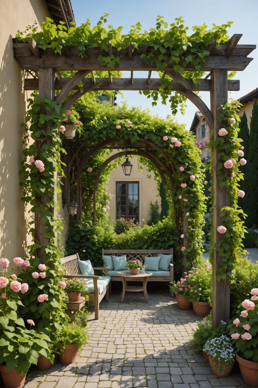 corner_pergola_with_climbing_vines Corner Pergola with Climbing Vines