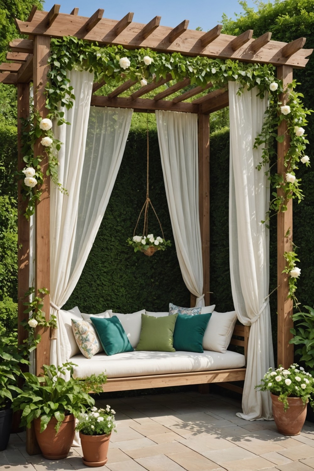 corner_pergola_with_hanging_daybed Corner Pergola with Hanging Daybed