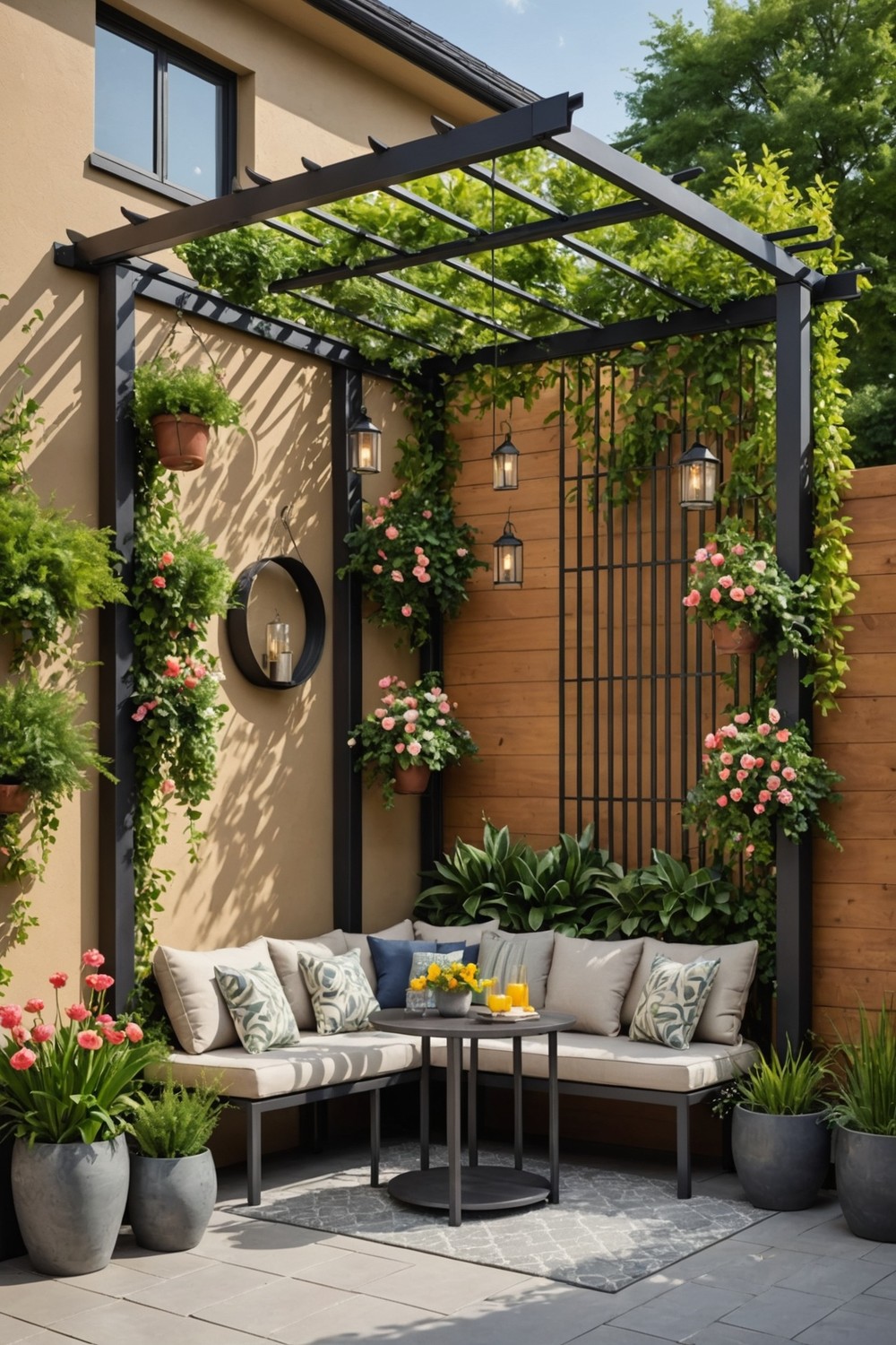 corner_pergola_with_metallic_frame Corner Pergola with Metallic Frame