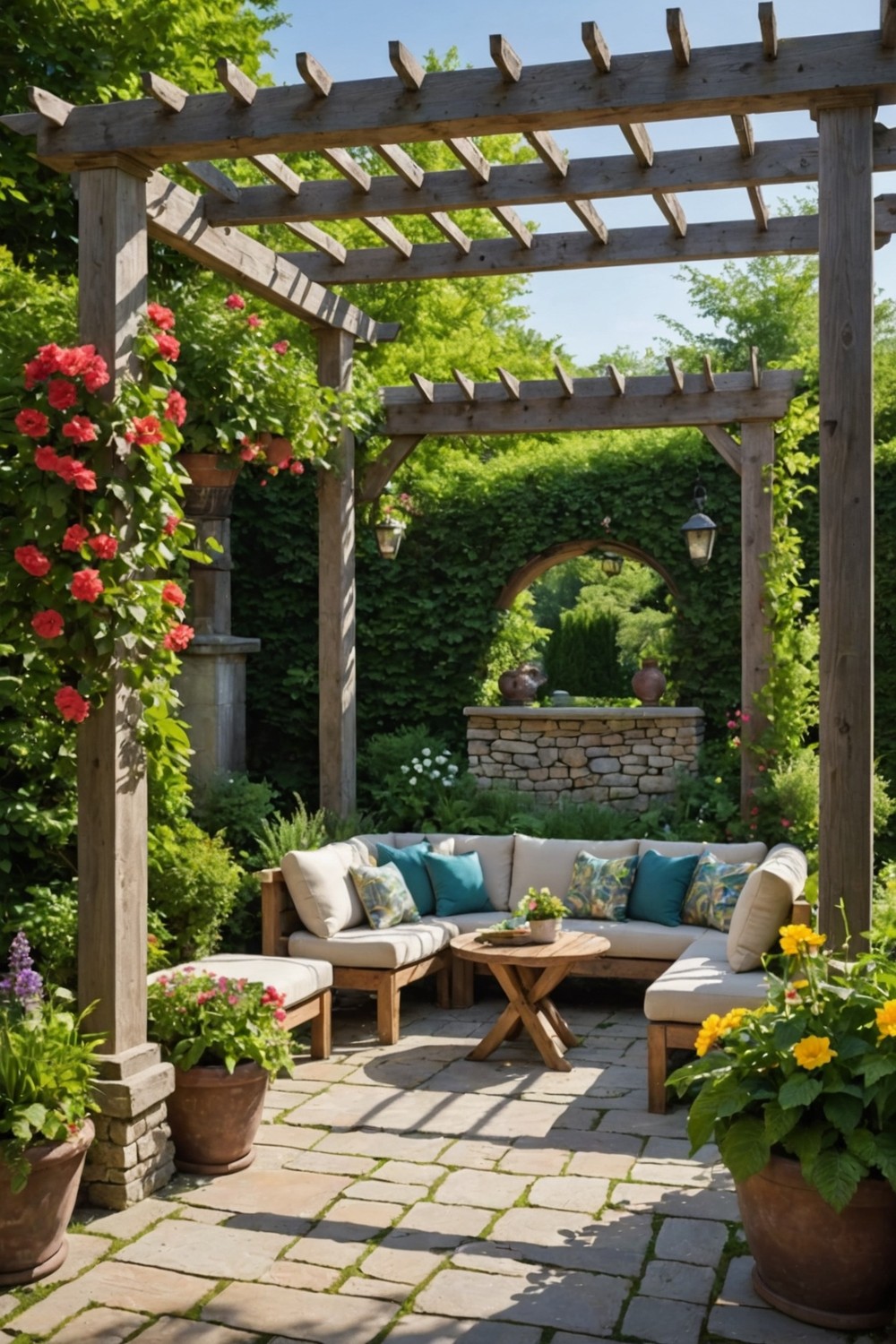 corner_pergola_with_natural_stone_columns Corner Pergola with Natural Stone Columns