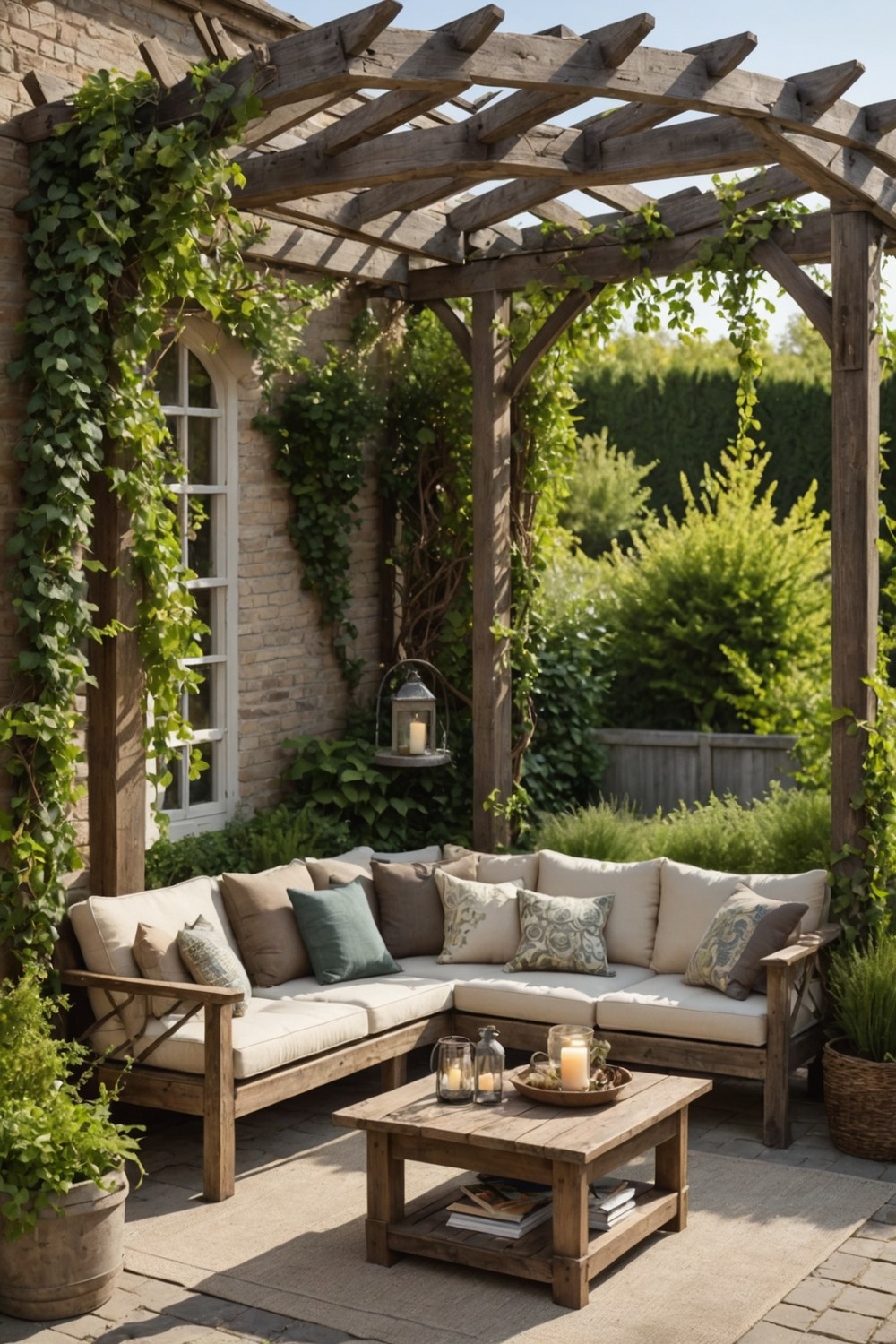 corner_pergola_with_rustic_wooden_beams Corner Pergola with Rustic Wooden Beams