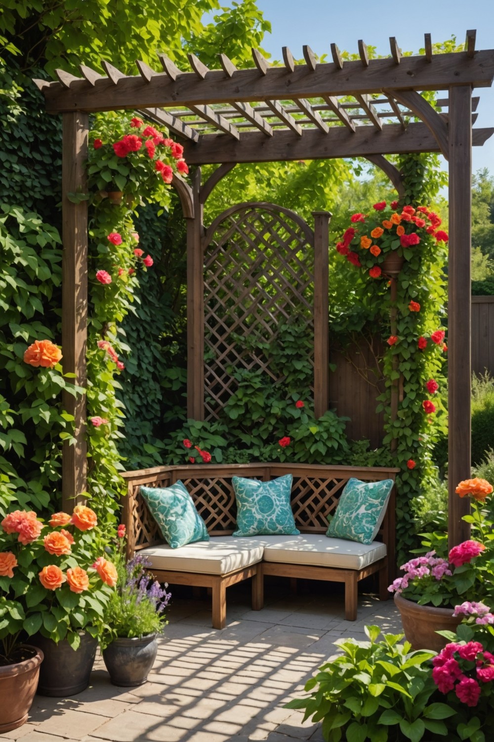 corner_pergola_with_trellis_panels Corner Pergola with Trellis Panels