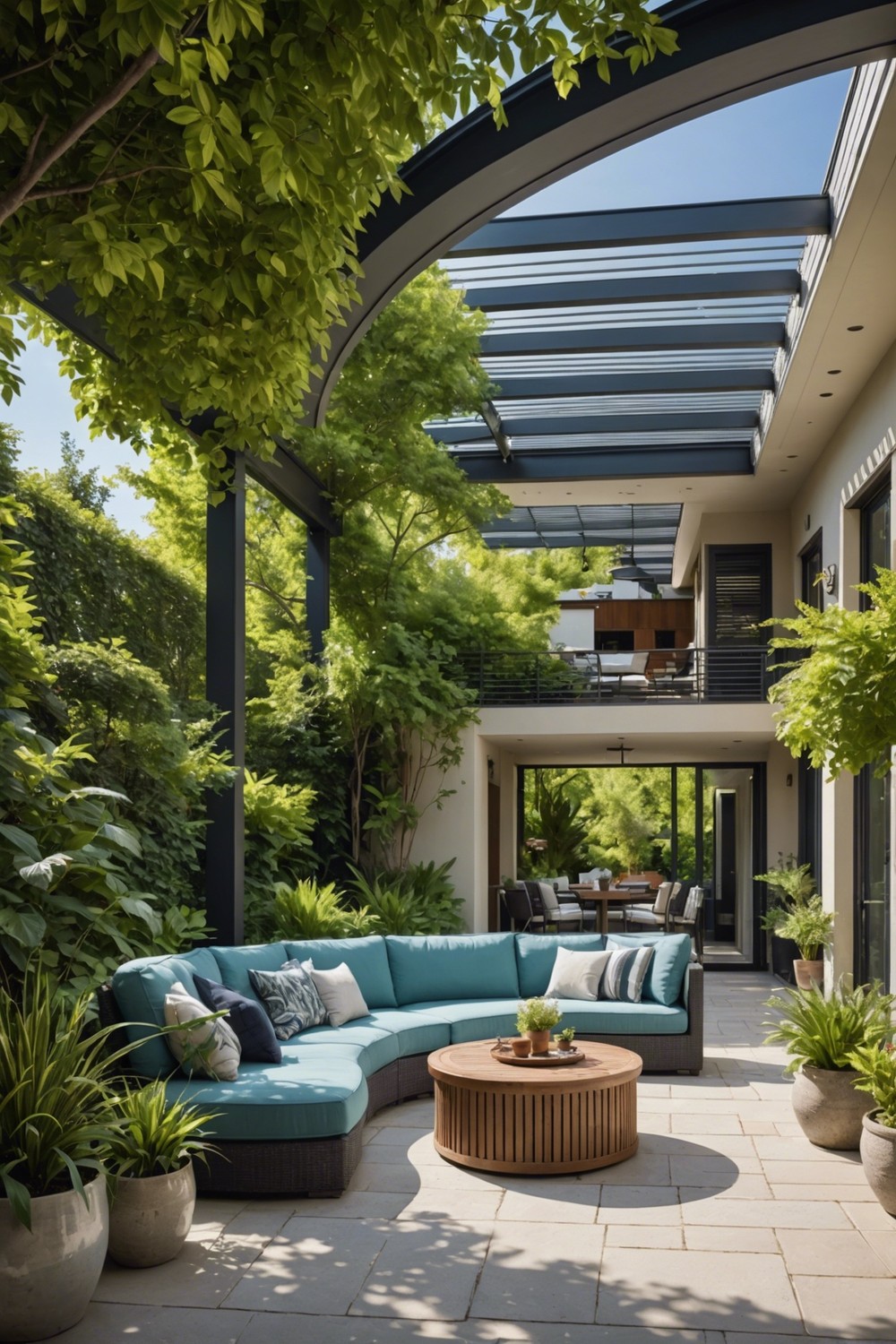 Curved Line Patio with Louvered Roof