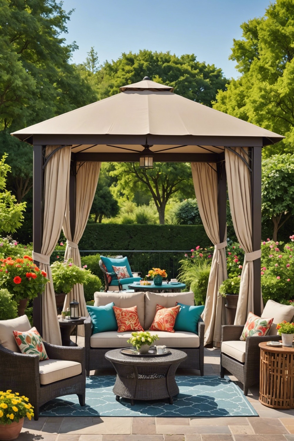 Customizable Gazebo with Fabric Top