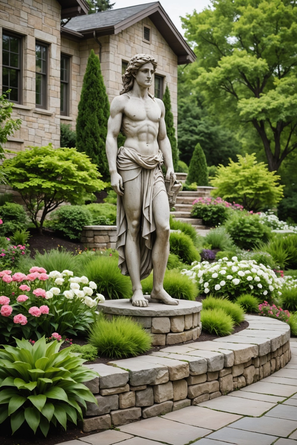 free-standing_retaining_wall_with_statue_display Free-Standing Retaining Wall with Statue Display