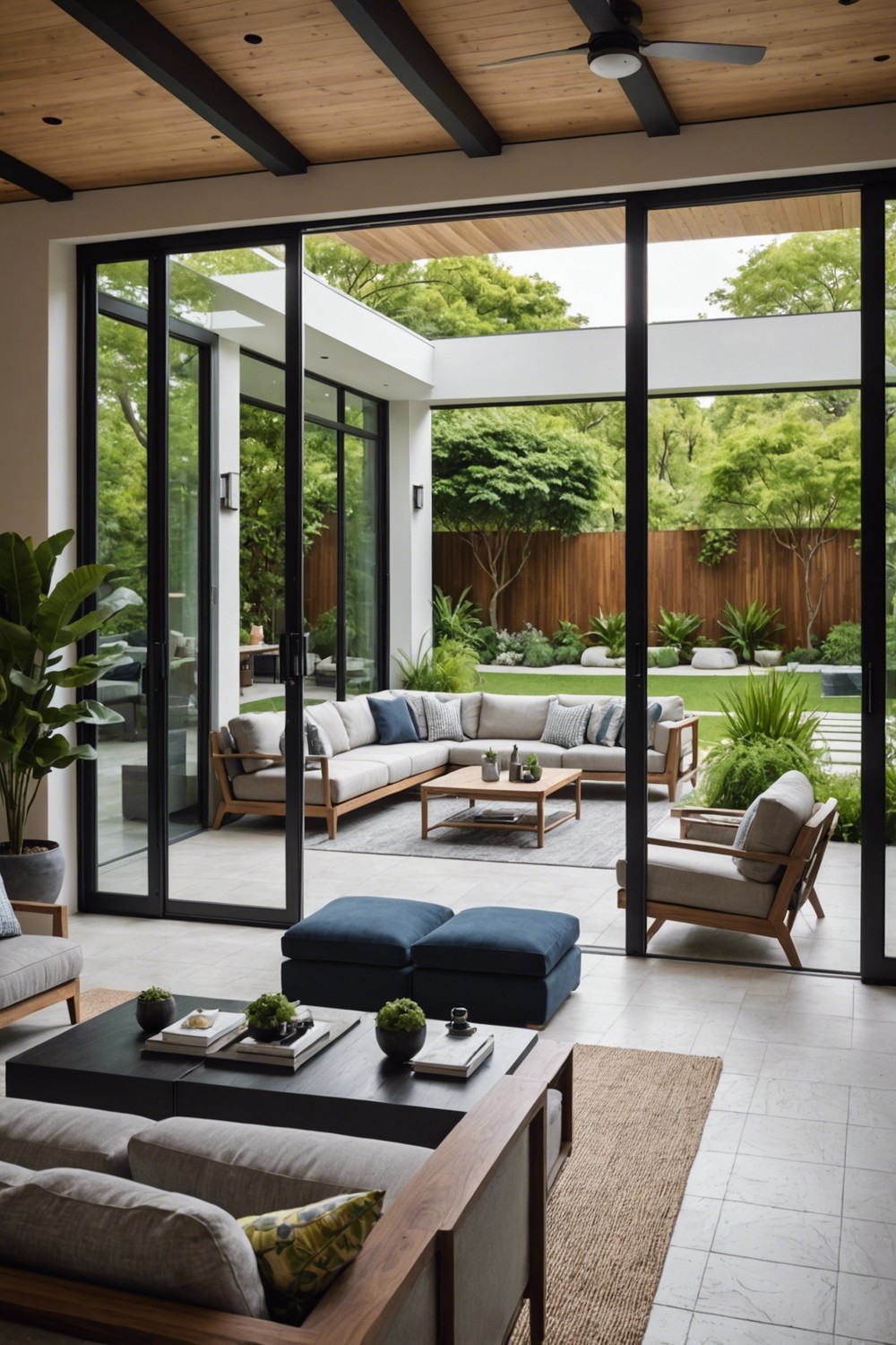 Indoor-Outdoor Space with Sliding Doors
