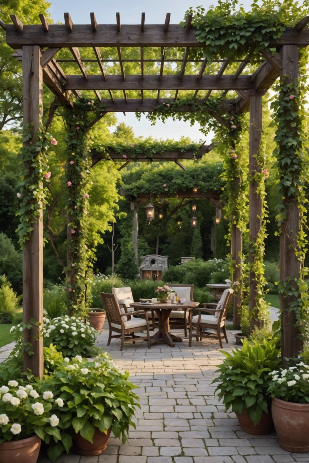 Nature-Inspired Pergola with Vines