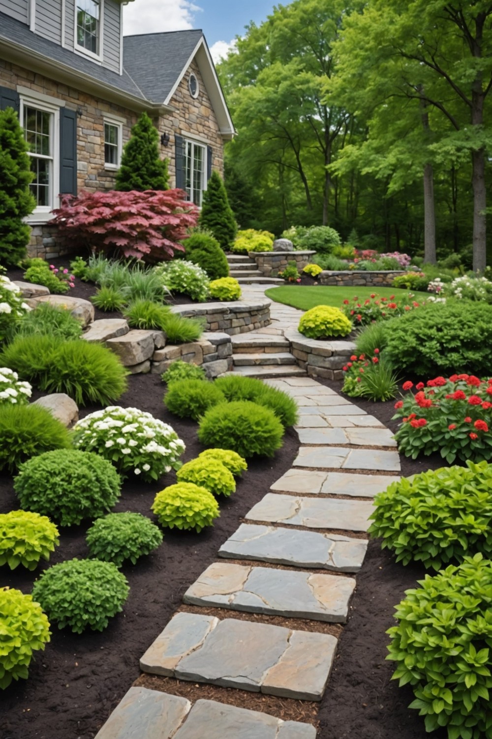 short_retaining_wall_with_stepping_stones Short Retaining Wall with Stepping Stones
