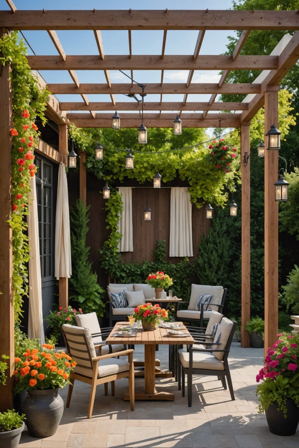 Urban Oasis Pergola with Shade Sails