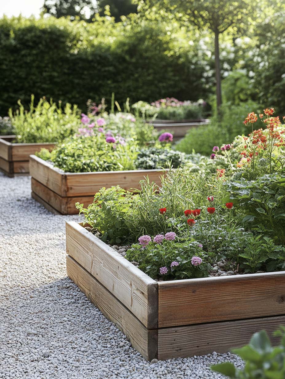 easy-front-garden-ideas-on-a-budget-12 12. Raised Garden Beds with Rustic Appeal
