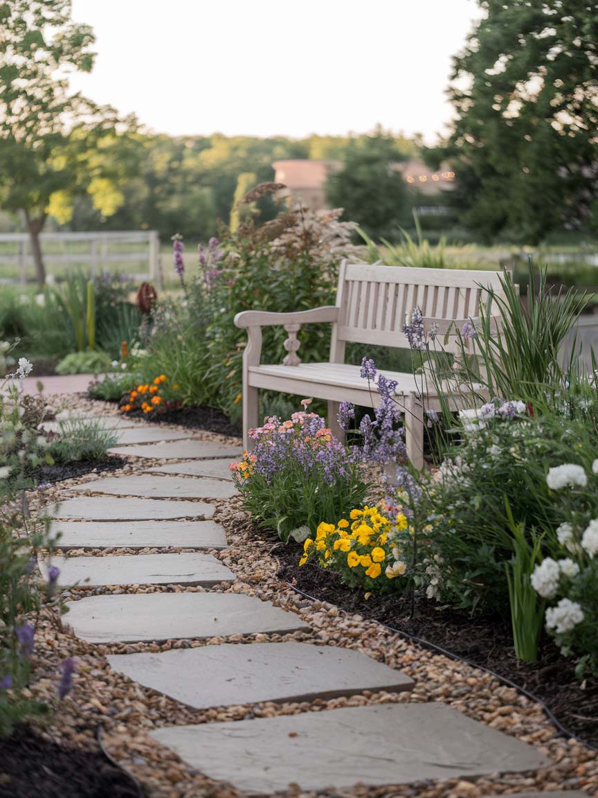 garden-budget-ideas-2 2. Serene Garden Path with Stone Slabs