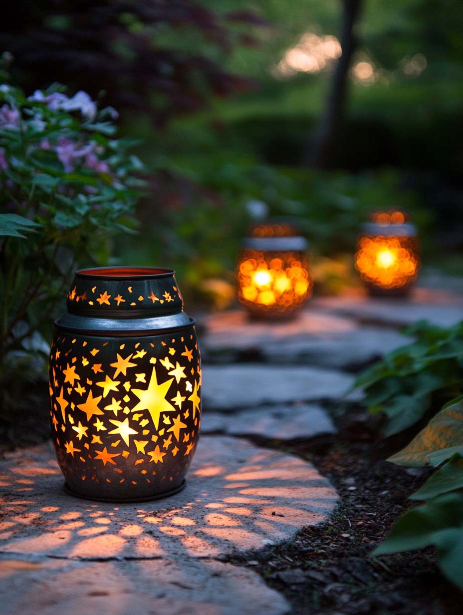 garden-budget-ideas-22 22. Starry Lantern Pathway for Evening Glow