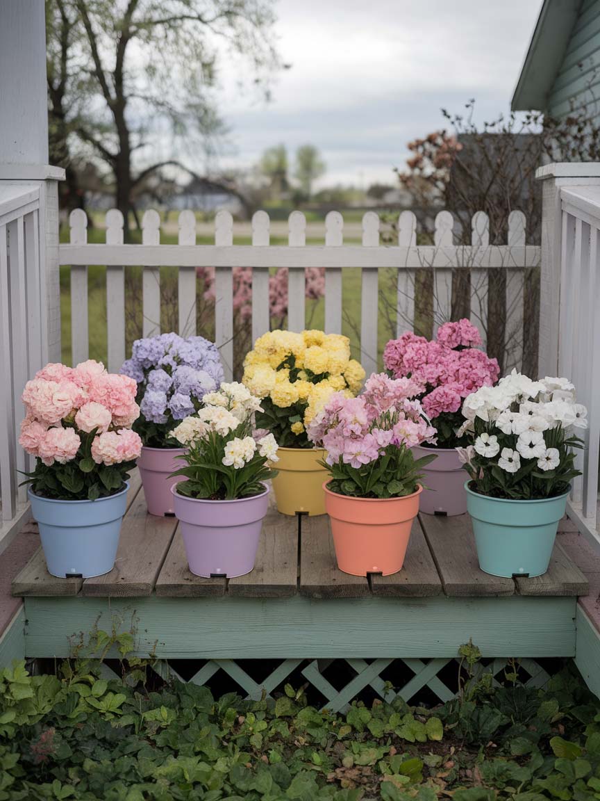 garden-budget-ideas-25 25. Pastel Planters for a Cheerful Display