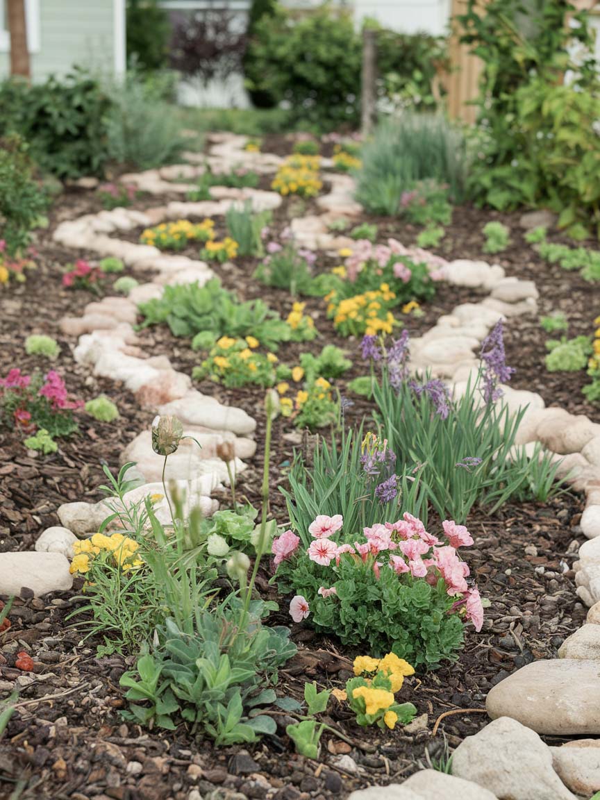 stunning-garden-designs-12 12. Cottage-Inspired Wildflower Pathway