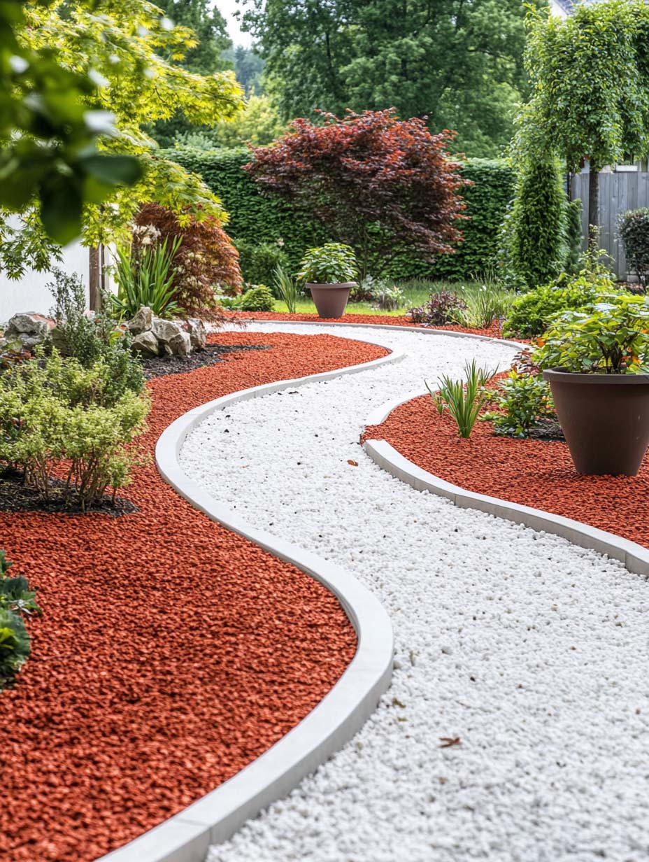stunning-garden-designs-21 21. Modern Curved Pathway with Contrasting Mulch