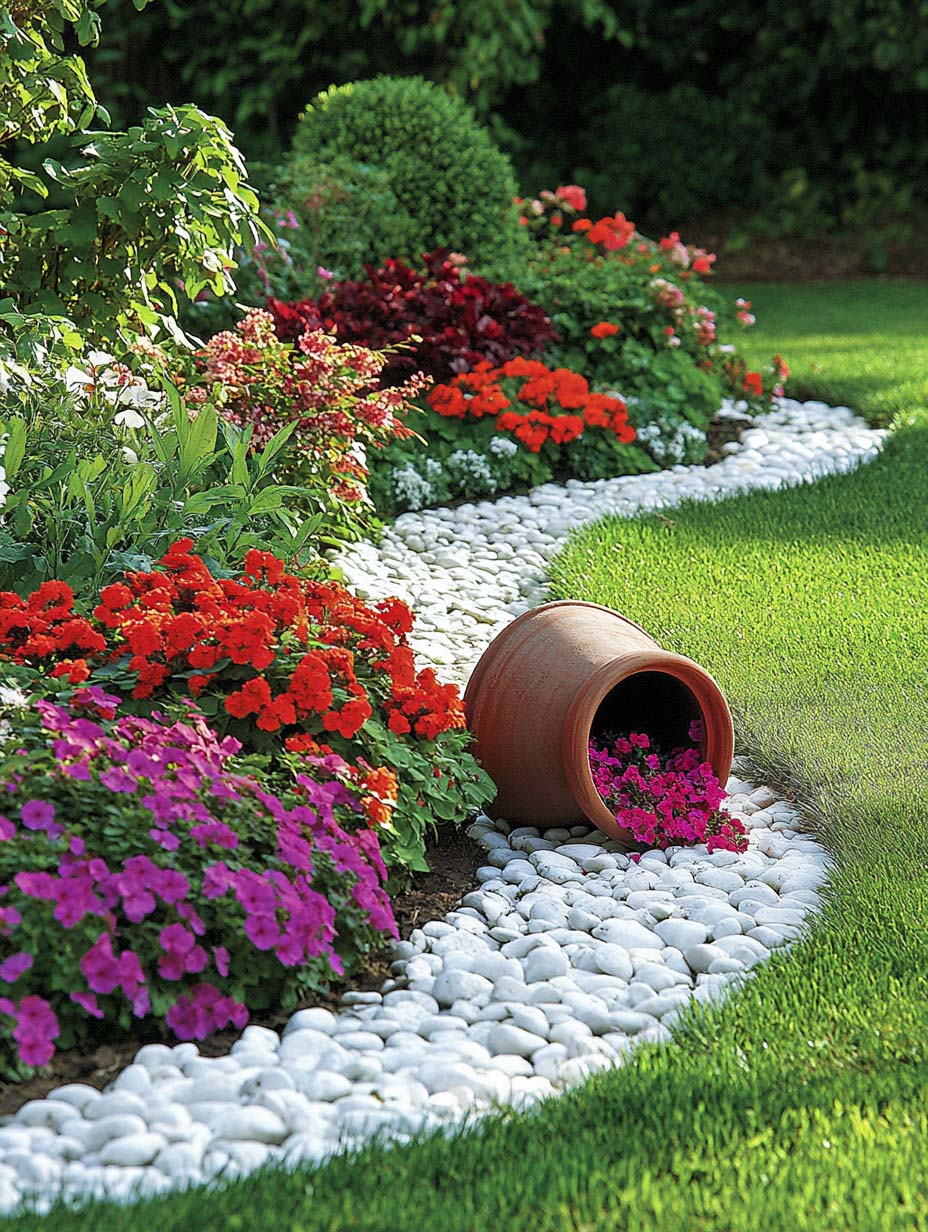 stunning-garden-designs-25 25. Floral Cascade with a Rustic Terracotta Pot