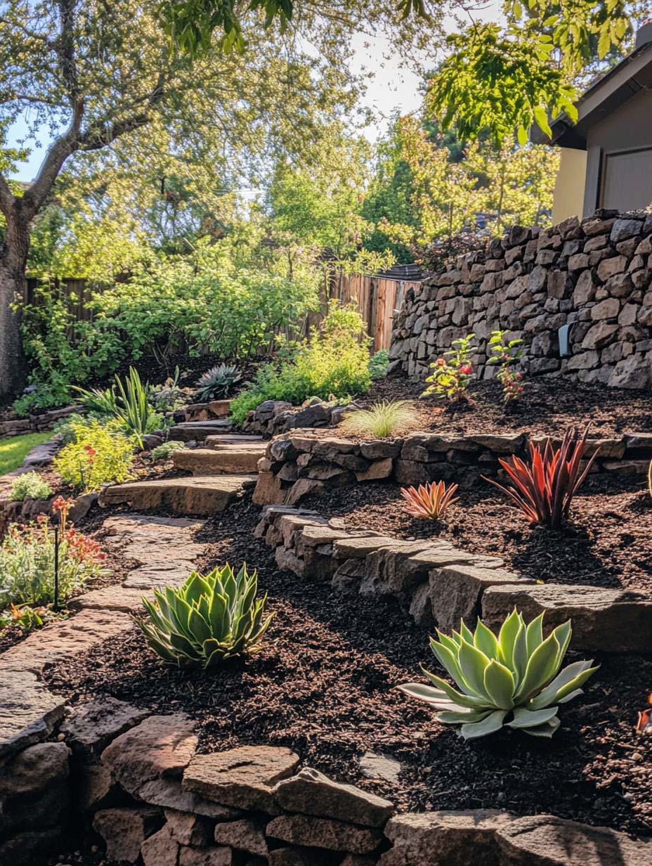 stunning-garden-designs-4 4. Layered Terraced Garden with Succulents